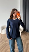 Bisiklet Yaka Garne Detay Basic Sweat Lacivert 2475