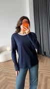 Bisiklet Yaka Garne Detay Basic Sweat Lacivert 2475