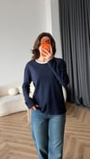 Bisiklet Yaka Garne Detay Basic Sweat Lacivert 2475