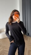 Bisiklet Yaka Garne Detay Basic Sweat Siyah 2475