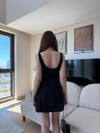 Bisiklet Yaka Mini Keten Elbise Siyah 2287