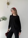 Bisiklet Yaka Oversize Sweat ve Pantolonlu Modal İkili Takım Siyah 2141