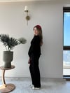 Bisiklet Yaka Oversize Sweat ve Pantolonlu Modal İkili Takım Siyah 2141