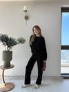 Bisiklet Yaka Oversize Sweat ve Pantolonlu Modal İkili Takım Siyah 2141