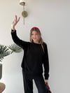 Bisiklet Yaka Oversize Sweat ve Pantolonlu Modal İkili Takım Siyah 2141