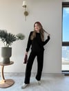 Bisiklet Yaka Oversize Sweat ve Pantolonlu Modal İkili Takım Siyah 2141