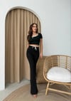 BİYE DETAY CROP VE PANTOLONLU İKİLİ TAKIM SİYAH