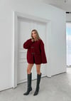 BİYELİ DÜĞME DETAY İÇ ASTARLI TEDDY KABAN BORDO