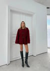 BİYELİ DÜĞME DETAY İÇ ASTARLI TEDDY KABAN BORDO