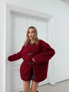 BİYELİ DÜĞME DETAY İÇ ASTARLI TEDDY KABAN BORDO