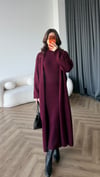 Boğazlı Elbise ve Hırkalı Triko Takım Bordo 2479