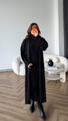Boğazlı Elbise ve Hırkalı Triko Takım Siyah 2479