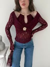Boyun Aksesuar Detay Dantel Bluz Bordo 2112