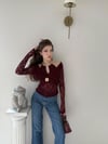 Boyun Aksesuar Detay Dantel Bluz Bordo 2112