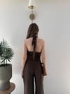 Boyundan Bağlamali Keten Tulum Kahve 2285