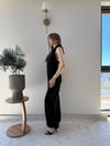 Boyundan Bağlamali Keten Tulum Siyah 2285