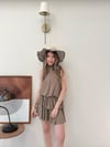 Boyundan Bağlamalı Sırt Dekolte Detay Gofre Elbise Vizon 2129