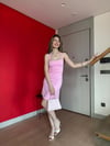 Boyundan Geçmeli Sırt Dekolte Detay Sandy Elbise Pembe 2271