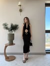 Burgulu Bel Dekolte ve Aksesuar Detay Sandy Elbise Siyah 2349