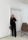 ÇİFT DÜĞME BLAZER CEKET VE PANTOLONLU DOUBLE KUMAŞ İKİLİ TAKIM SİYAH KO-1101