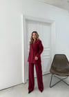 ÇİFT DÜĞME BLAZER CEKET VE PANTOLONLU DOUBLE KUMAŞ İKİLİ TAKIM BORDO KO-1101