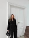 ÇİFT DÜĞME BLAZER CEKET VE PANTOLONLU DOUBLE KUMAŞ İKİLİ TAKIM SİYAH KO-1101