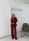 ÇİFT DÜĞME BLAZER CEKET VE PANTOLONLU DOUBLE KUMAŞ İKİLİ TAKIM BORDO KO-1101