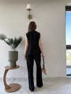 Çift Düğme Detay Yelek ve Pantolonlu Tensel Kumaş İkili Takım Siyah 2226