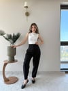 Çift Düğme Ön Pile Detay Havuç Double Pantolon Siyah 2218