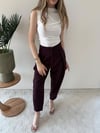 Çift Düğme Ön Pile Detay Havuç Double Pantolon Mürdüm 2218