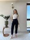 Çift Düğme Ön Pile Detay Havuç Double Pantolon Lacivert 2218