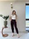 Çift Düğme Ön Pile Detay Havuç Double Pantolon Mürdüm 2218