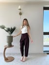 Çift Düğme Ön Pile Detay Havuç Double Pantolon Mürdüm 2218