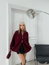 ÇİFT FERMUAR DETAY OVERSİZE TRİKO KAZAK BORDO
