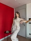 Çift Fermuar Detay Yelek ve Pantolonlu Tensel İkili Takım Bej 2264
