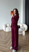 Çıtçıt Detay Hırka ve Pantolonlu Triko Takım Mürdüm 2533