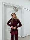 ÇITÇIT DETAY HIRKA VE PANTOLONLU TRİKO İKİLİ TAKIM BORDO