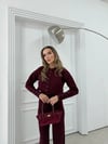 ÇITÇIT DETAY HIRKA VE PANTOLONLU TRİKO İKİLİ TAKIM BORDO
