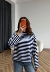 Çizgili 19 Baskılı Sweat Lacivert 2560