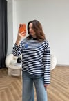 Çizgili 19 Baskılı Sweat Lacivert 2560