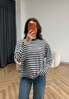 Çizgili 19 Baskılı Sweat Siyah 2560