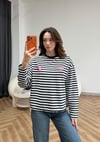 Çizgili 19 Baskılı Sweat Siyah 2560