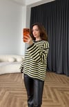 Çizgili Bisiklet Yaka Oversize Yumoş Dokulu Kazak Sarı Siyah 2582