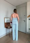 Çizgili Fermuarlı Yelek ve Pantolonlu Su Yolu İkili Takım Bebe Mavi 2360