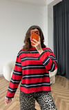 Çizgili Sweat Kırmızı 2558