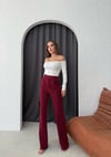 CREP KUMAŞ CIRTLI PALAZZO PANTOLON BORDO