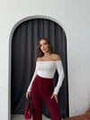 CREP KUMAŞ CIRTLI PALAZZO PANTOLON BORDO
