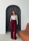 CREP KUMAŞ CIRTLI PALAZZO PANTOLON BORDO