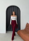 CREP KUMAŞ CIRTLI PALAZZO PANTOLON BORDO
