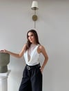 Degaje Yaka Dantel Detay Bodysuit Beyaz 2083